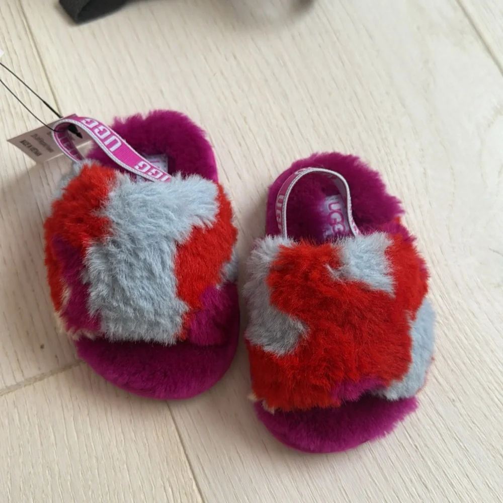 UGG Kids Colorful Fluffy Slippers